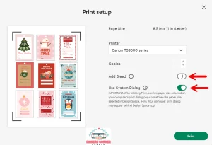 Free Printable Holiday Tags Made With Cricut Print Then Cut 22 Step 19b no bleed system dialogue
