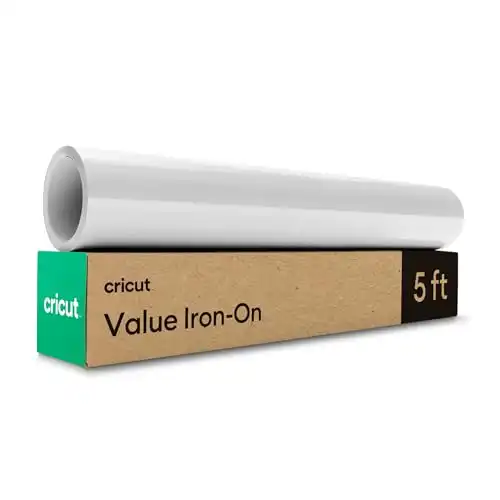 Cricut Value Iron-On, White (12 in x 5 ft)- HTV Heat Transfer Vinyl