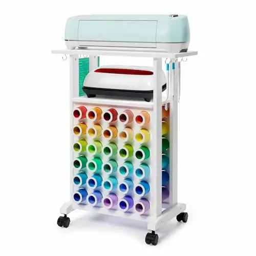 𝐂𝐫𝐚𝐟𝐢𝐭 Rolling Craft Storage Cart with 30 Vinyl Roll Holders