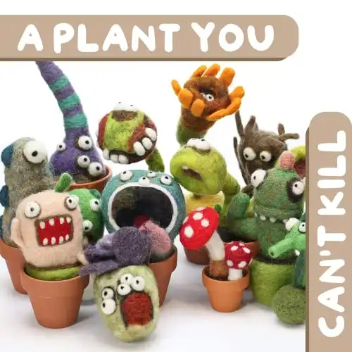 Woolbuddy Needle Felting Kit, Cactus Succulent Monster Felting Kit for Beginner Adults