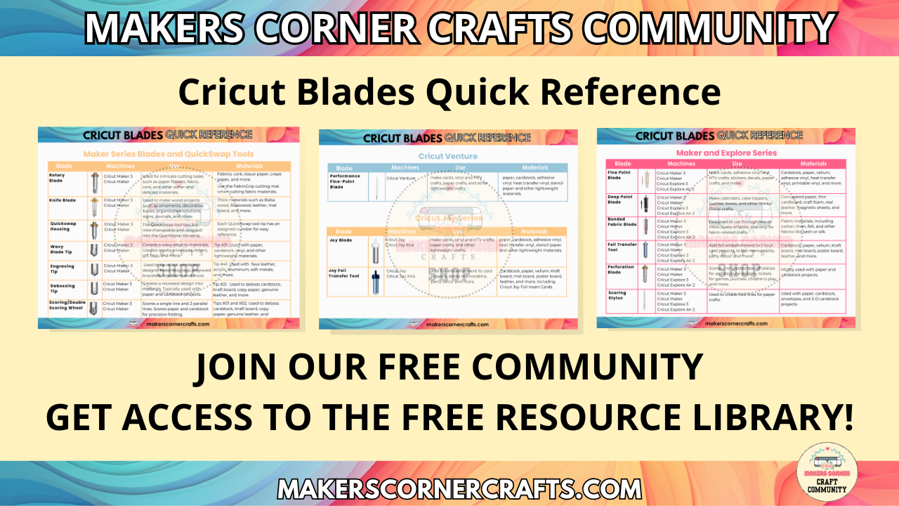 Cricut Blades Quick Reference Guide